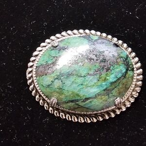 Silver and Green Stone Women's Brooch